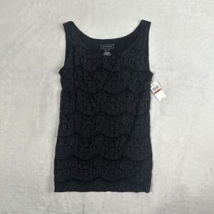 NWT Van Heusen Black Lace Tank Top‎ Sleeveless Shirt WOmen's XS